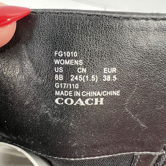 Coach Size 8 Turn Lock Riding Boots Black Leather Side Zip Stretch Panel Women’s - Picture 9 of 13